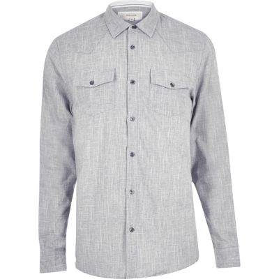 Grey crosshatch Western shirt